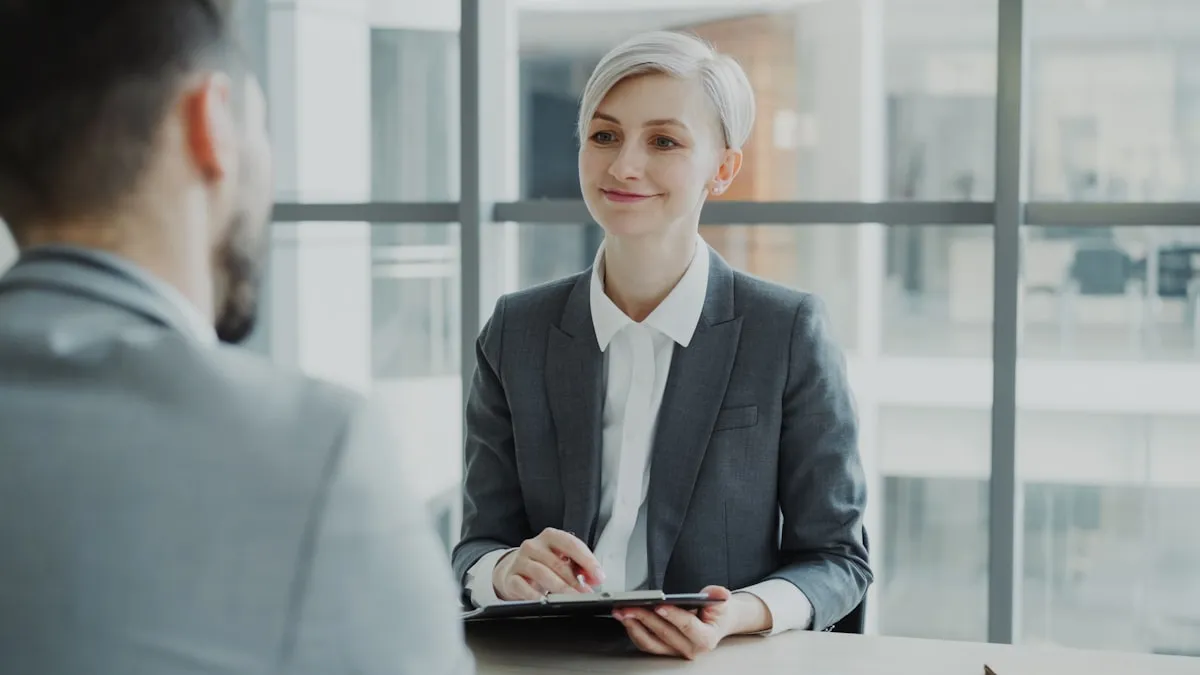 Woman in a professional setting consulting across a table about special education advocacy