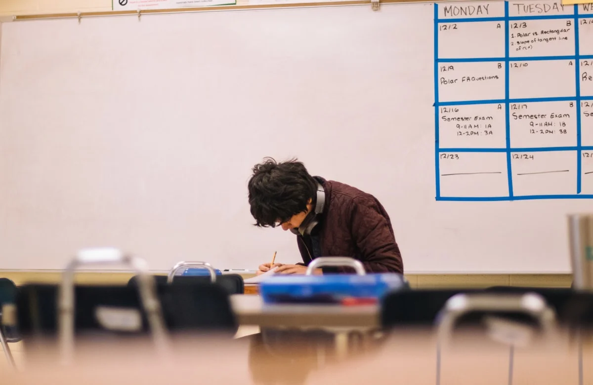 Parent and child learning together in a classroom setting