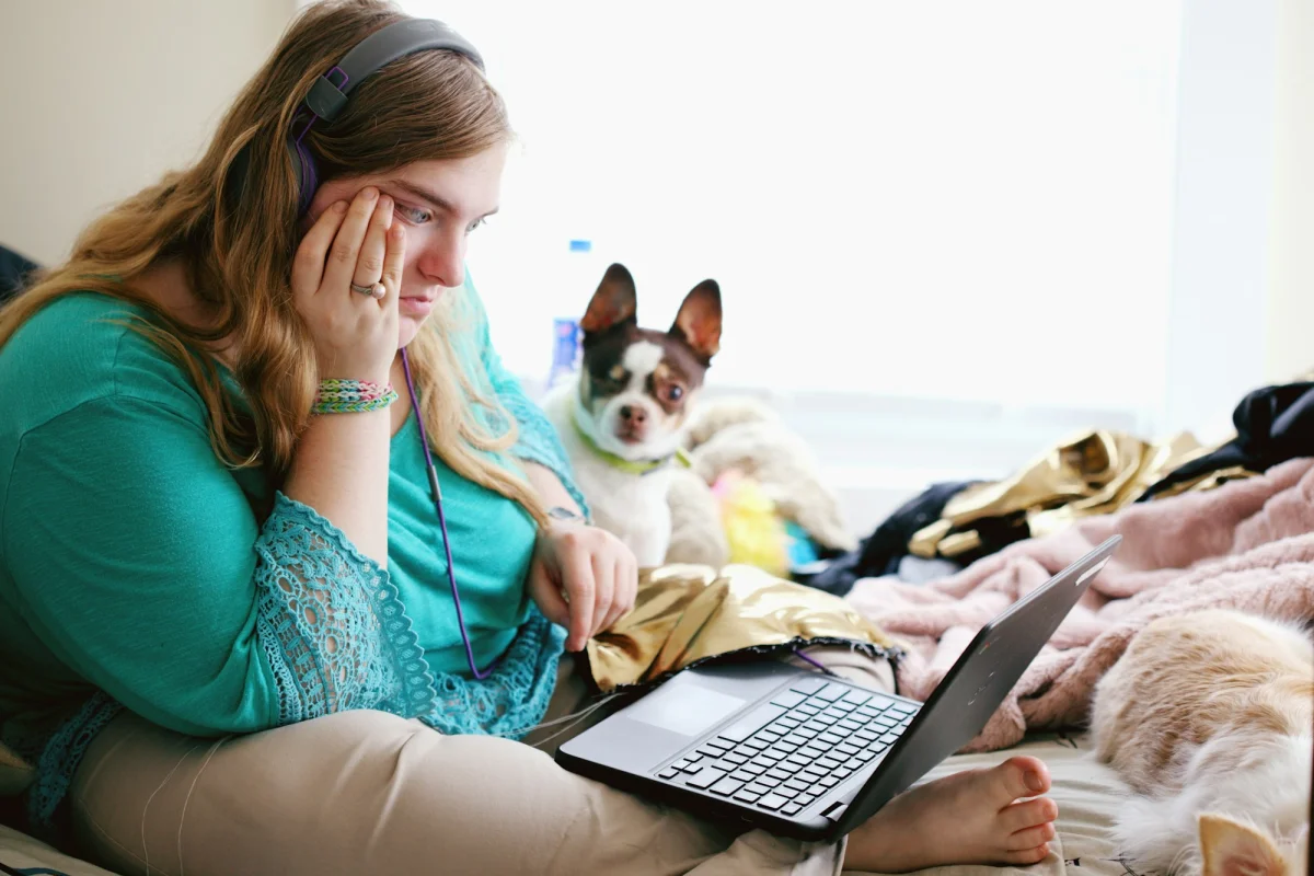 Student with learning disabilities using laptop for testing